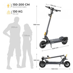 Ausom Gosoul 2 Hulajnoga elektryczna, silnik 1100 W, akumulator 13 Ah 48 V, prędkość 20 km/h, zasięg 70 km - Ciemnoszary - HulajPro.app