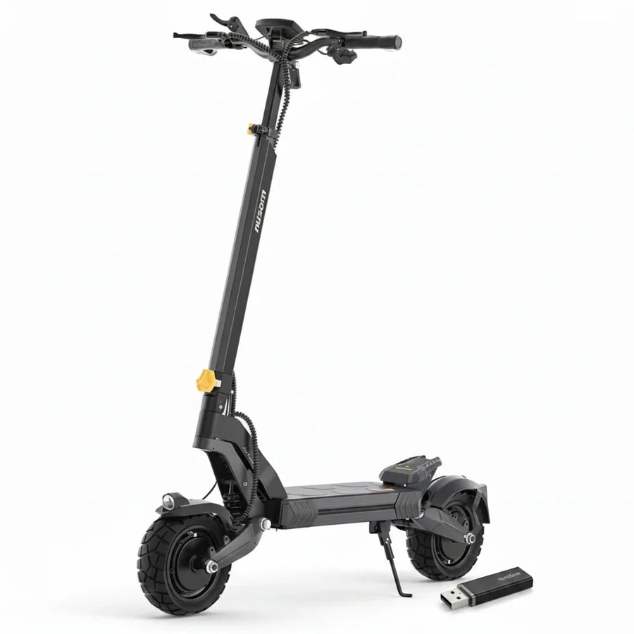 Ausom L2 Dwusilnikowa składana hulajnoga elektryczna, silnik 2*800W, 20km/h, bateria 48V 15,6Ah, opony 10x3 Cali, zasięg 70km - HulajPro.app