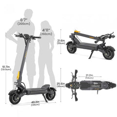 Składana hulajnoga elektryczna Ausom F1 Max, silnik 2*1400W, bateria 60V 20,8Ah, opony 10x3,0 cali, maks. prędkość 72 km/h - HulajPro.app