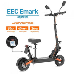 JOYOR S8E, silnik 800W, bateria 48V 26AH, opony 10-calowe, 45km/h, 80km, wyświetlacz NFC - Czarny - HulajPro.app